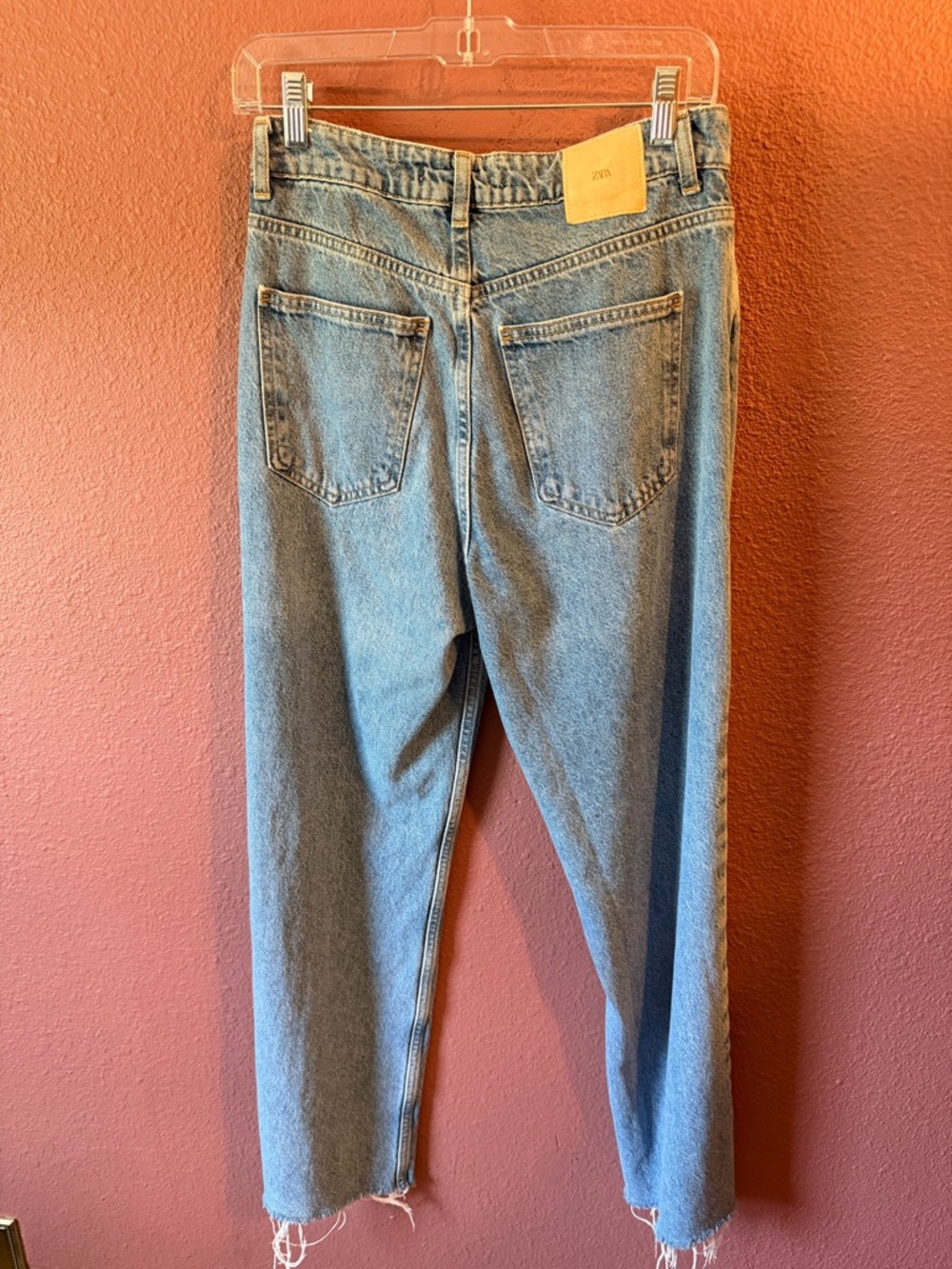 Zara Light Blue Denim High-Rise Straight Jeans - Picture 4 of 4